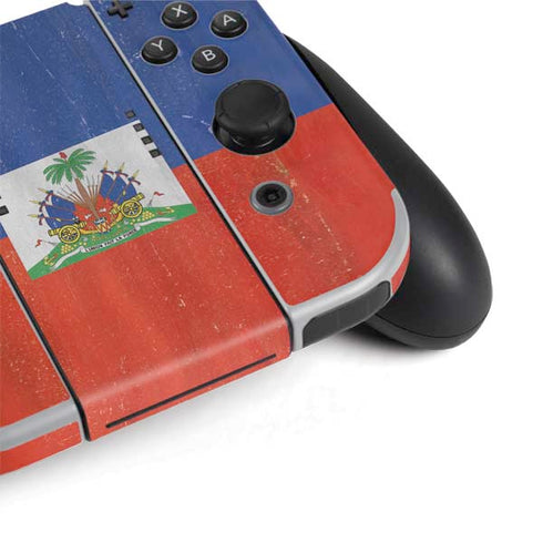 Haiti Flag Distressed Nintendo Switch OLED (2021) Skin